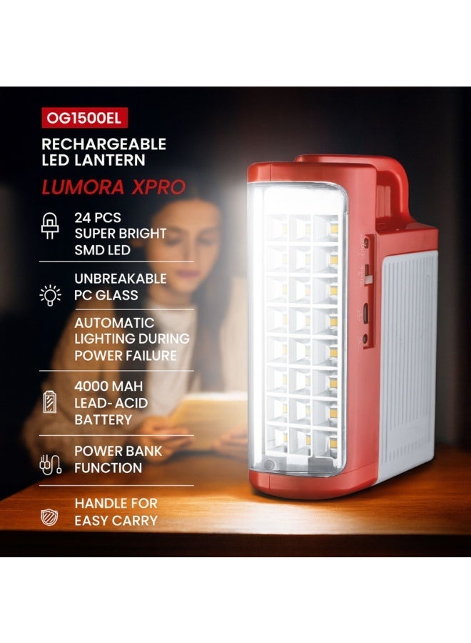 أوجيرا فانوس LED قابل لإعادة الشحن – ضوء تخييم وحالات طوارئ فائق السطوع، بطارية تدوم طويلًا، فانوس محمول ومقاوم للماء للاستخدام الخارجي، المشي، انقطاعات التيار، والاستخدام المنزلي - Image 1